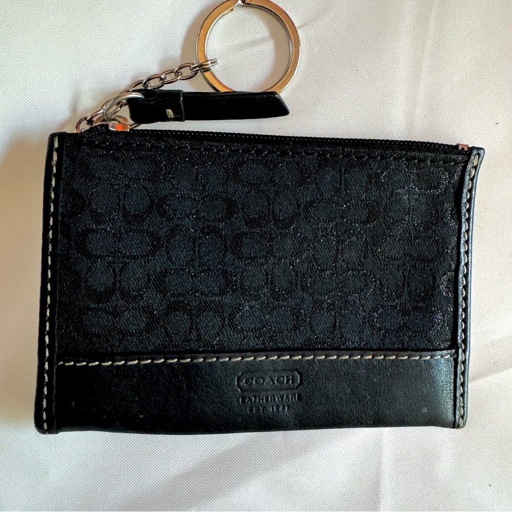 Coach Black Card Holder Keychain